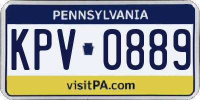 PA license plate KPV0889