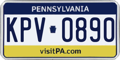 PA license plate KPV0890
