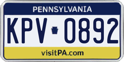 PA license plate KPV0892