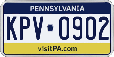 PA license plate KPV0902