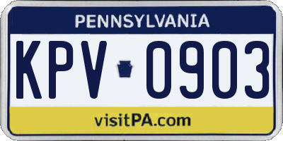 PA license plate KPV0903