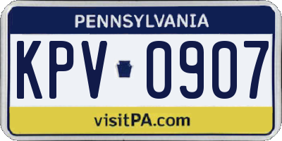 PA license plate KPV0907