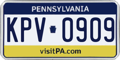 PA license plate KPV0909