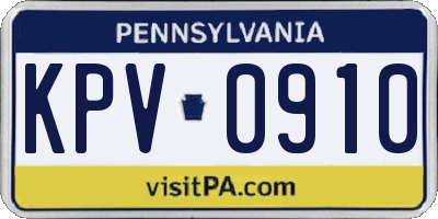 PA license plate KPV0910