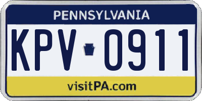 PA license plate KPV0911