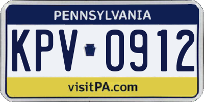 PA license plate KPV0912