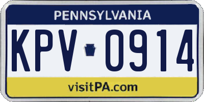 PA license plate KPV0914