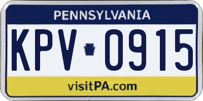 PA license plate KPV0915