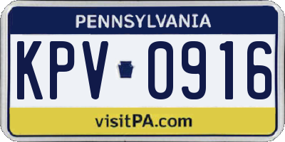 PA license plate KPV0916