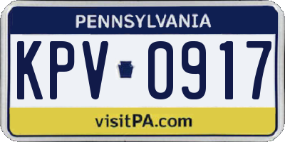 PA license plate KPV0917