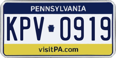 PA license plate KPV0919