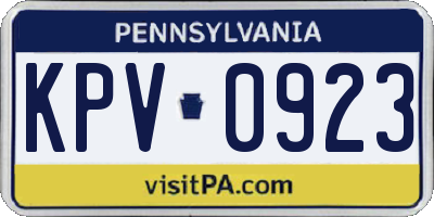 PA license plate KPV0923