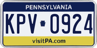PA license plate KPV0924
