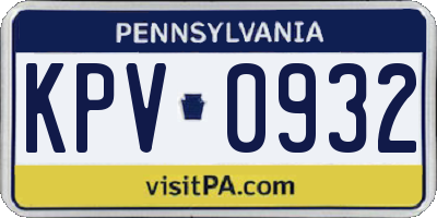 PA license plate KPV0932