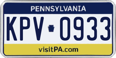 PA license plate KPV0933