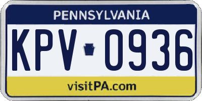 PA license plate KPV0936