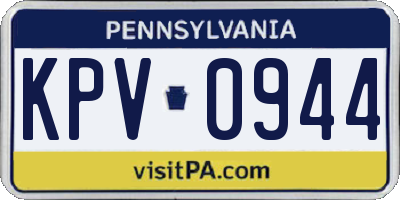 PA license plate KPV0944