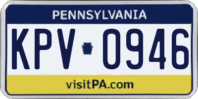 PA license plate KPV0946