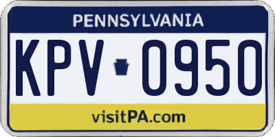 PA license plate KPV0950
