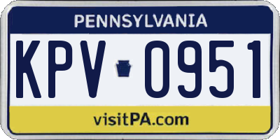 PA license plate KPV0951