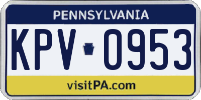 PA license plate KPV0953