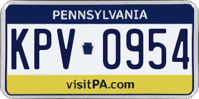 PA license plate KPV0954