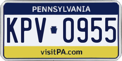 PA license plate KPV0955