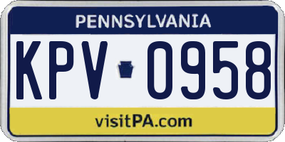 PA license plate KPV0958