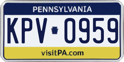 PA license plate KPV0959