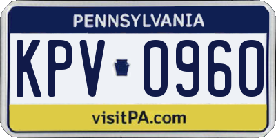 PA license plate KPV0960