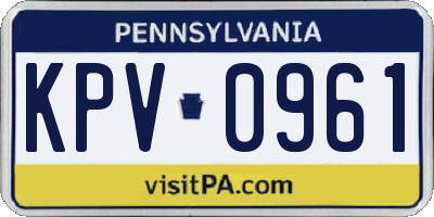 PA license plate KPV0961