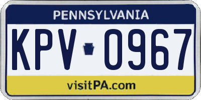 PA license plate KPV0967