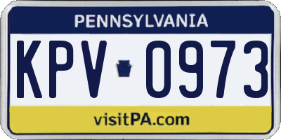 PA license plate KPV0973
