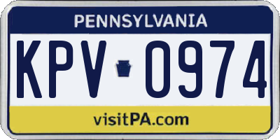 PA license plate KPV0974