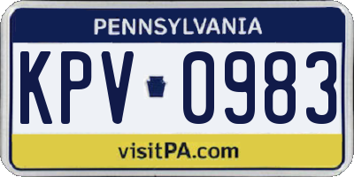 PA license plate KPV0983