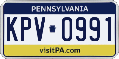 PA license plate KPV0991