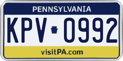 PA license plate KPV0992