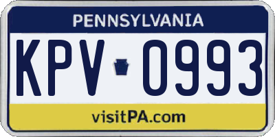 PA license plate KPV0993