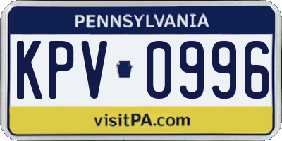 PA license plate KPV0996