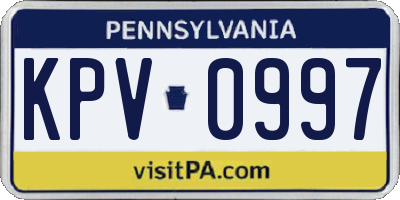 PA license plate KPV0997
