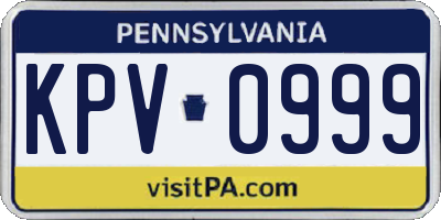 PA license plate KPV0999