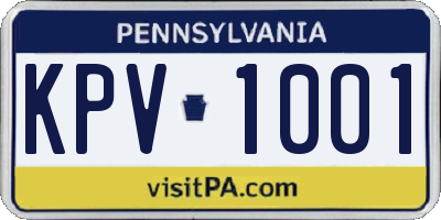 PA license plate KPV1001