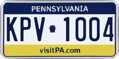 PA license plate KPV1004