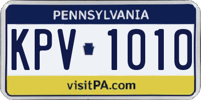 PA license plate KPV1010