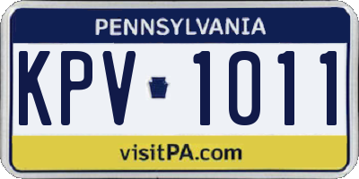 PA license plate KPV1011