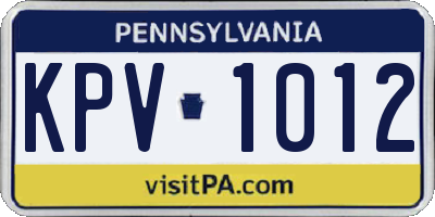 PA license plate KPV1012