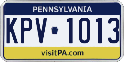 PA license plate KPV1013