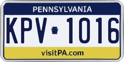 PA license plate KPV1016
