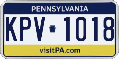 PA license plate KPV1018