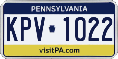 PA license plate KPV1022